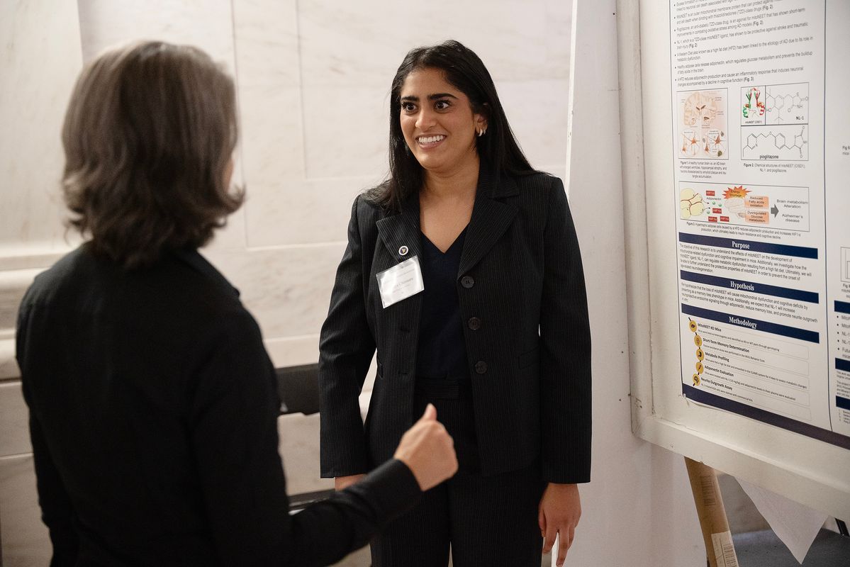 Laasya Chennuru, a junior WVU biology and psychology major and Honors College student from Kearneysville, was one of the University researchers who presented study findings during Undergraduate Research Day at the Capitol Thursday (Feb. 22).